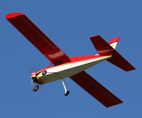 RC plane flying in sky 