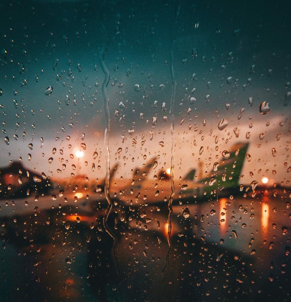 plane about to fly in rain