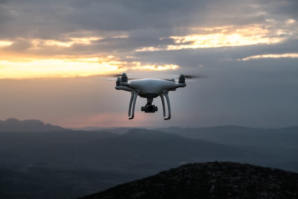 Drone flying at night